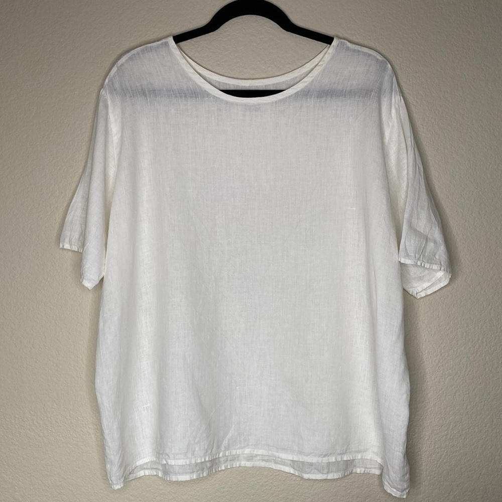 Flax linen short sleeve pullover top EUC